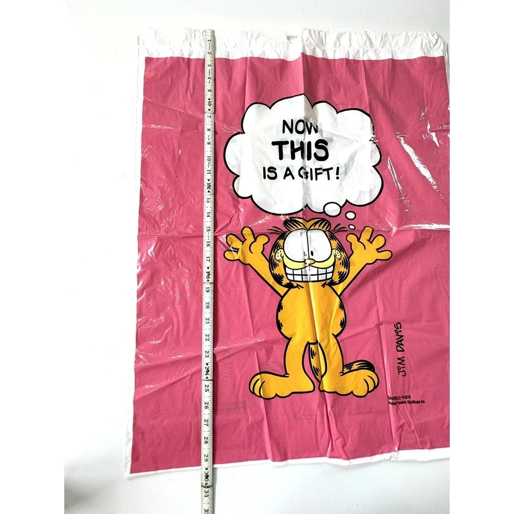Vintage Garfield Plastic Gift Bag 1978 Large 29.5